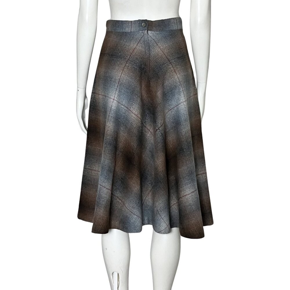 Vintage 70s Wool Blend Plaid A Line Midi Skirt. XS 26" 11. Dark Academia Preppy - Picture 5 of 12